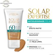 Protetor Solar Facial L'Oréal Paris Solar Expertise Antioleosidade FPS 60 Cor 3.0 Média 40G
