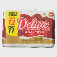Papel Higiênico Deluxe Folha Dupla Neutro Ultra Leve 12 Pague 11 Unidades.
