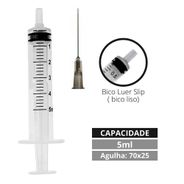 Seringa 5mL Luer Slip Com Agulha 25x0,70mm