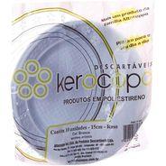 Prato Plástico Descartável, Kerocopo, Branco, Raso, 15 cm, Pacote com 10