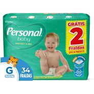 Fralda Infantil Personal Baby Protect e Sec G Mega 9x34pads Leve 34 pague 32 Unidades