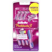 Gillette Aparelho De Depilar Descartável Feminino Prestobarba3 - 4 Unidades