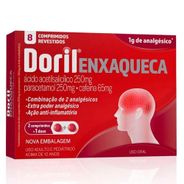 Doril Enxaqueca Ácido Acetilsalicílico 250mg + Paracetamol 250mg + Cafeína 65mg 8 comprimidos