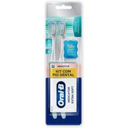 Kit Oral-B Escova Dental Sensitive Indicator Extra Macia + Fio Dental Satin Floss 5m