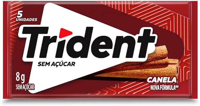 Chiclete Trident Canela Sem Açúcar 8g - Embalagem com 5 unid.