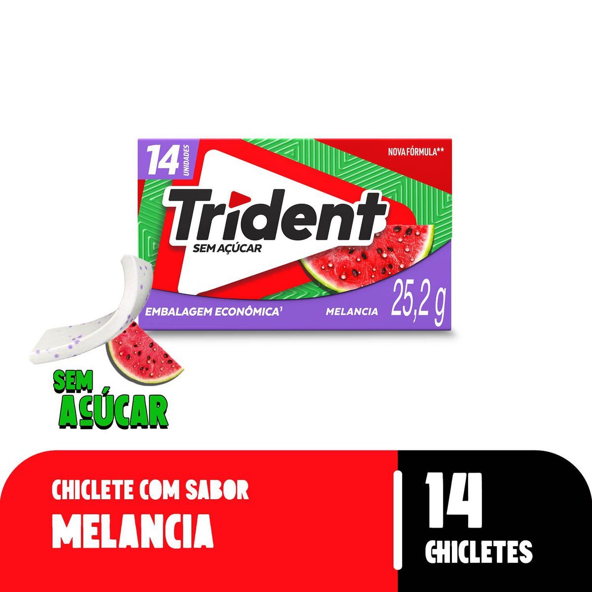 Chiclete Trident Melancia 25,2g - Embalagem Econômica 14 unidades