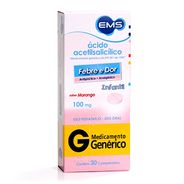Ácido Acetilsalicílico 100mg Infantil Sabor Morango 30 comprimidos EMS Genérico