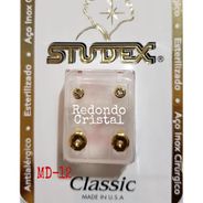 Brinco studex classic 4MM bezel cristal medio dourado