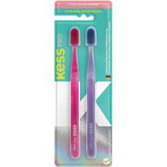 Escova Dental Kess Pro Extra Macia Cores Sortidas 2 Unidades + Capa Protetora