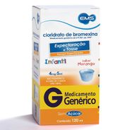 Cloridrato de Bromexina 4mg Xarope Infantil Sabor Morango 120ml EMS Genérico