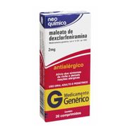 Maleato de Dexclorfeniramina 2mg 20 comprimidos EMS Neo Química Genérico
