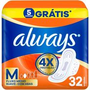 Always Absorvente Maxi Proteção Suave Com Abas 32 Unidades