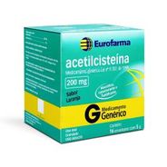 Acetilcisteína 600mg Granulado Sabor Laranja 16 envelopes Eurofarma Genérico