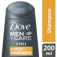 Dove Shampoo Cafeína Fortificante E Cálcio Men+Care Força Resistente 200Ml