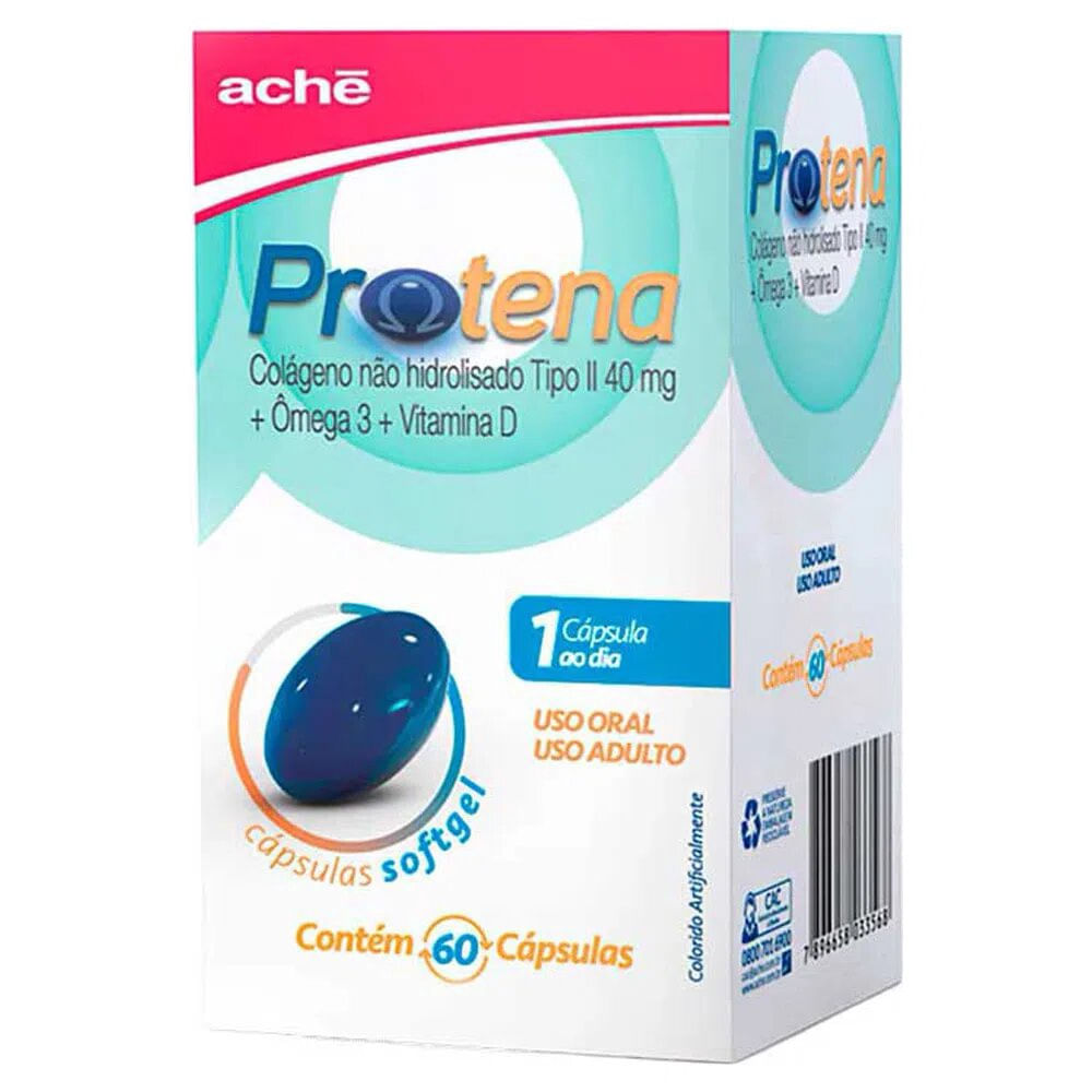 Protena Colágeno Tipo II 40mg + Ômega 3 + Vitamina D 60 cápsulas