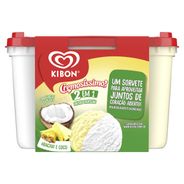 Sorvete Abacaxi e Coco Cremosíssimo Kibon Pote 2l
