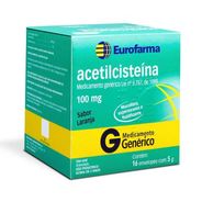 Acetilcisteína 100mg Granulado Sabor Laranja 16 envelopes Eurofarma Genérico