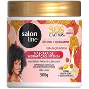 Salon Line, Máscara Capilar, SOS Cachos, Rícino e Queratina, Reparação Extrema, Hidratação Intensa - Cabelos Cacheados e
