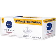 Nivea Sabonete em Barra Pure Milk Sensitive Promo 6 Un. 90g