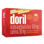 Doril Acido Acetilsalicilico 500mg + Cafeína 30mg 20 Comprimidos