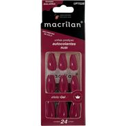 Macrilan Unhas Postiças Formato Bailarina Com Adesivo - Rubi