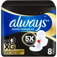 Absorventes Always Noites Tranquilas Suave XG 8 Unidades