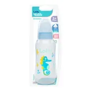 Mamadeira Zoo Azul Lolly Kinddy Bico Silicone Redondo 250ml