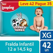 Fralda Descartável Looping Looney Tunes Hiper XG 42 Unidades