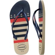 Sandália Havaianas Slim Nautical Feminino Bege/Marinho 33/34